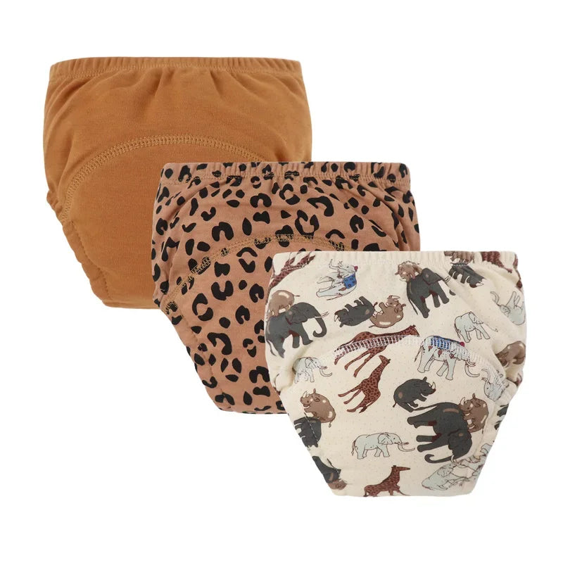 3Pcs/Lot Baby Diaper Pants Cotton Toddler Training Pant Cartoon Printed Reusable Nappies Breathable Newborn Infant Underwear