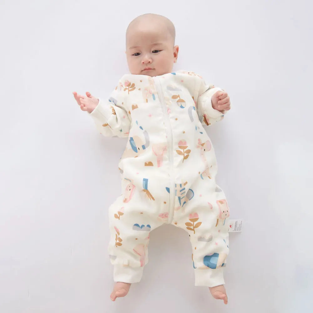 Baby Sleeping Bag for Newborns Baby Diaper Changing Gauze Sleep Bag Removable Sleeves Cartoon Printed Children'S Sleepsacks