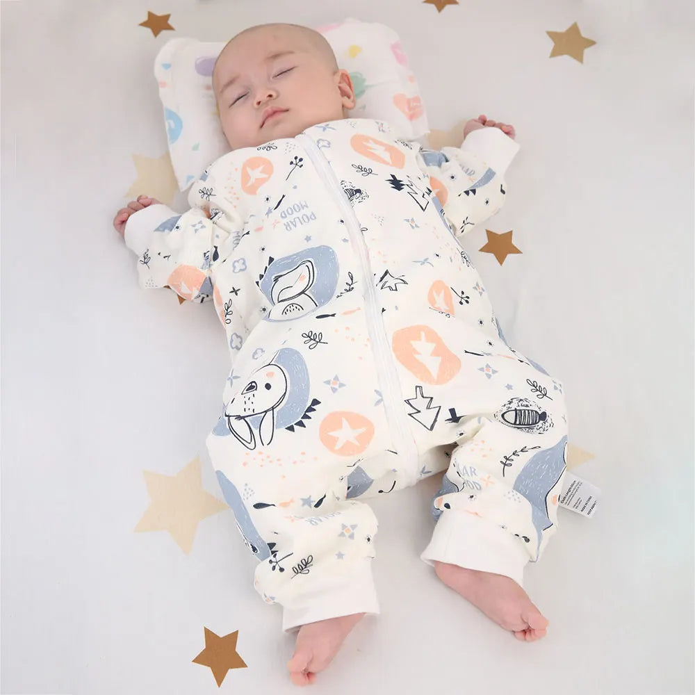 Baby Sleeping Bag for Newborns Baby Diaper Changing Gauze Sleep Bag Removable Sleeves Cartoon Printed Children'S Sleepsacks