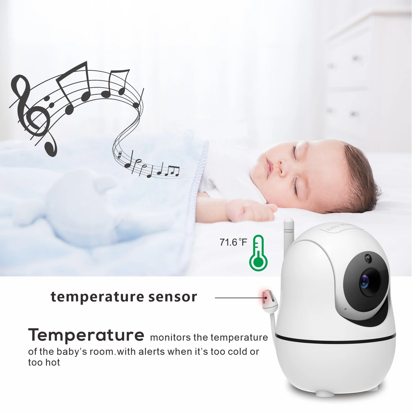 5" HD Baby Monitor – 4X Zoom, 2-Way Audio & Temperature Sensor