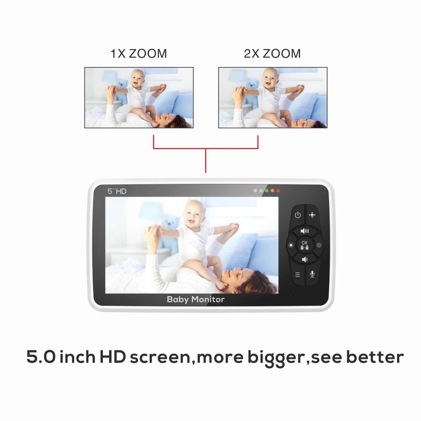 5" HD Baby Monitor – 4X Zoom, 2-Way Audio & Temperature Sensor