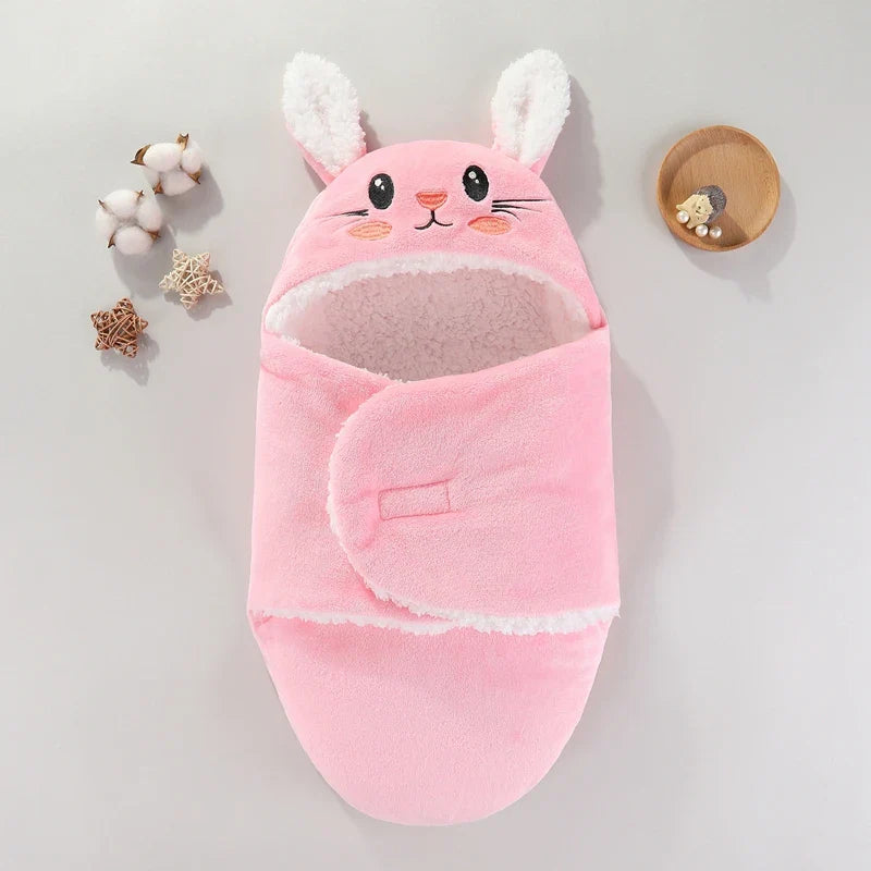 Cozy Cartoon Flannel Baby Sleeping Bags - Warm Wrap Blankets for Newborns (0-9M)