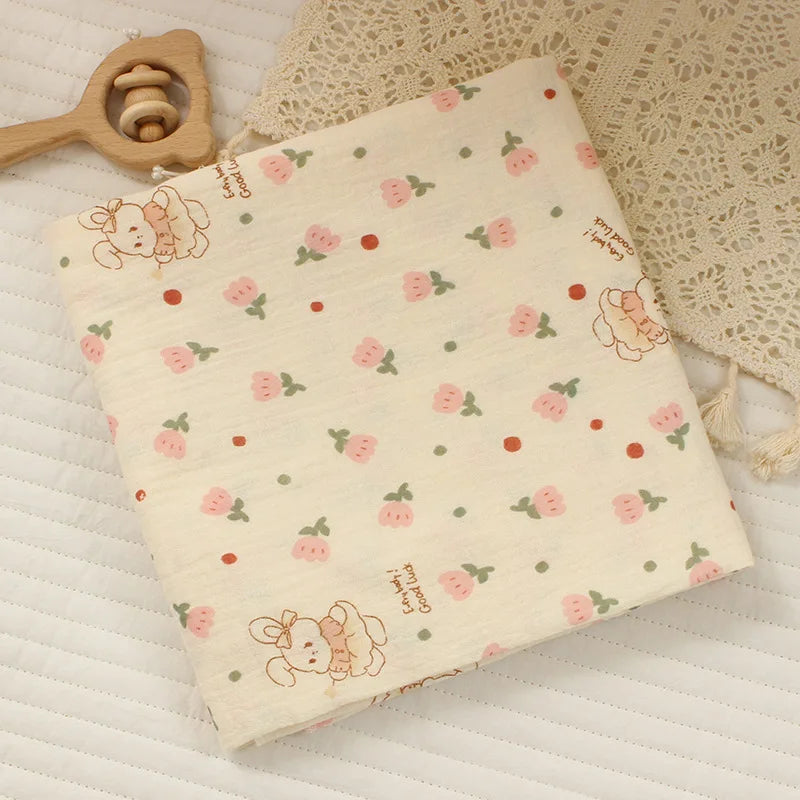 Cotton Muslin Cute Cartoon Printing Baby Swaddle Blanket Soft Breathable Newborn Baby Receiving Blanket for Infant Boys Girls