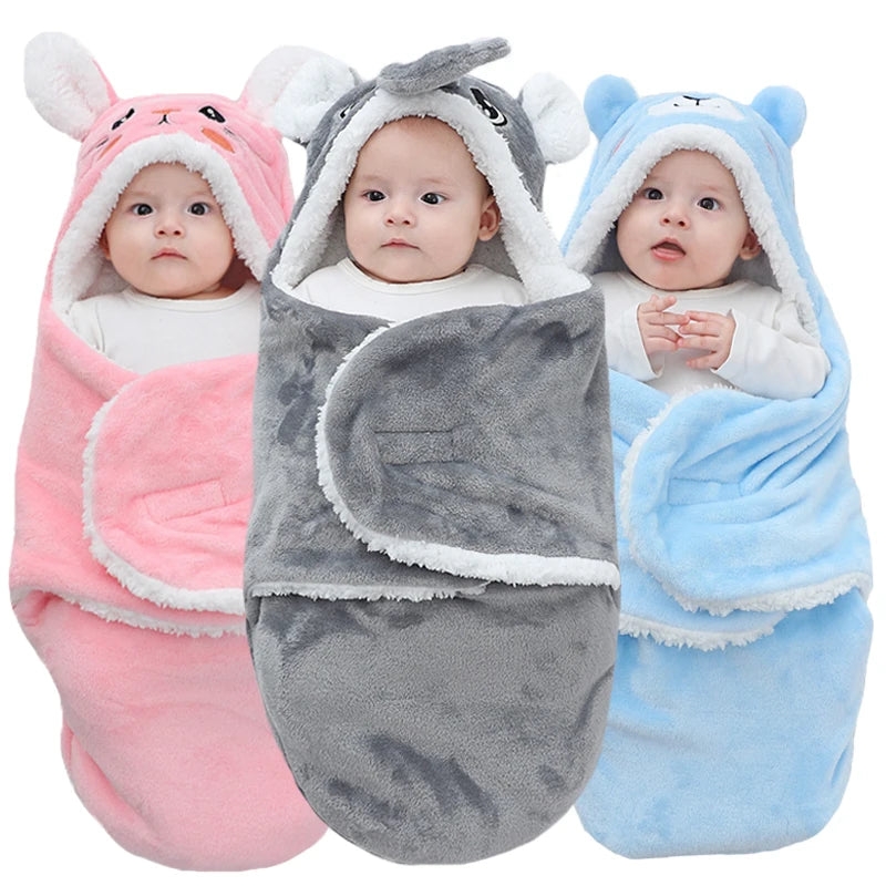 Cozy Cartoon Flannel Baby Sleeping Bags - Warm Wrap Blankets for Newborns (0-9M)