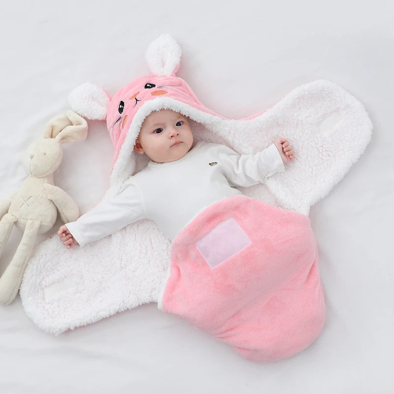 Cozy Cartoon Flannel Baby Sleeping Bags - Warm Wrap Blankets for Newborns (0-9M)
