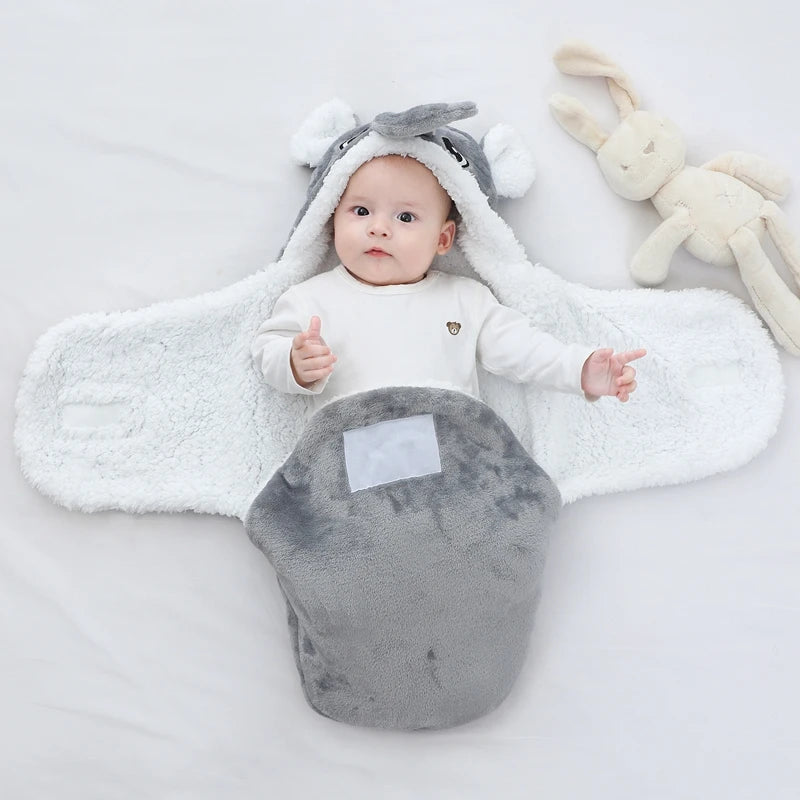 Cozy Cartoon Flannel Baby Sleeping Bags - Warm Wrap Blankets for Newborns (0-9M)