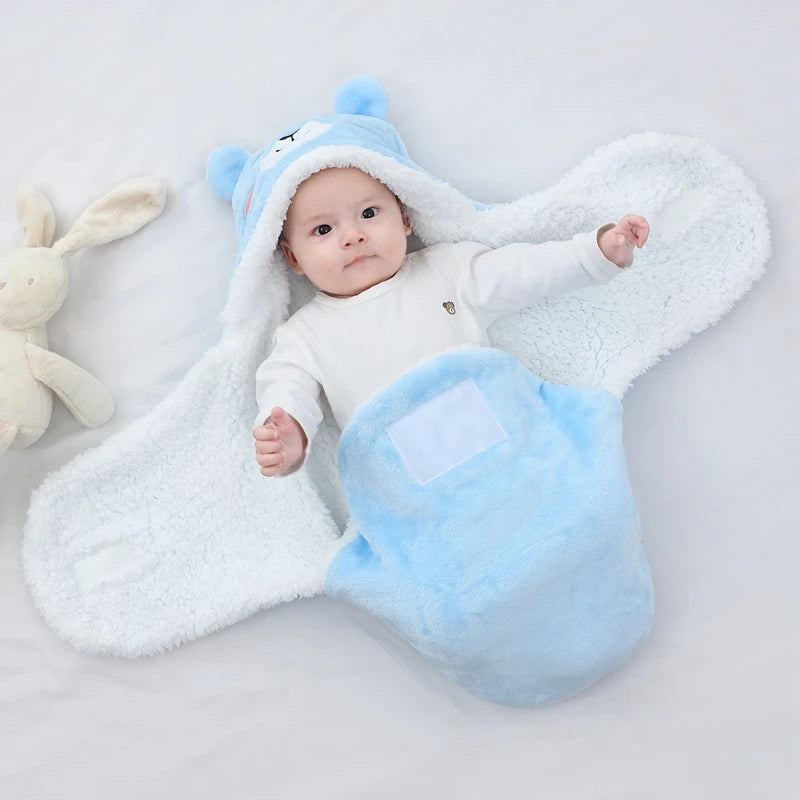 Cozy Cartoon Flannel Baby Sleeping Bags - Warm Wrap Blankets for Newborns (0-9M)