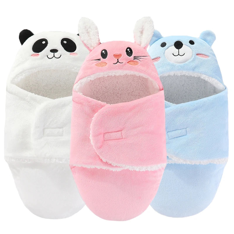 Cozy Cartoon Flannel Baby Sleeping Bags - Warm Wrap Blankets for Newborns (0-9M)
