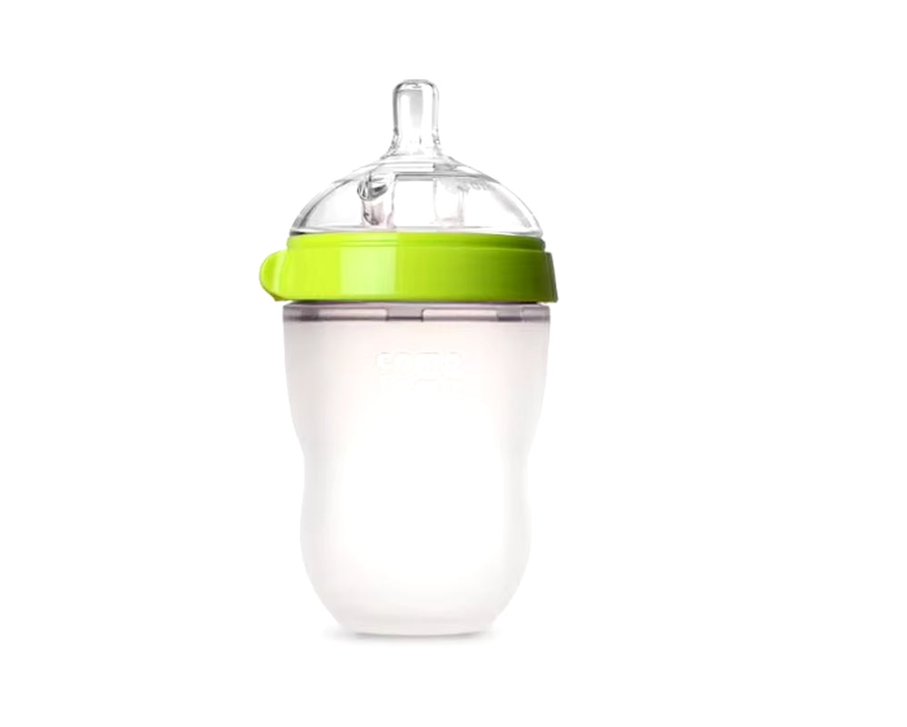 Silicone Baby Bottles 2-Pack – 5oz & 8oz BPA-Free, Green/Pink