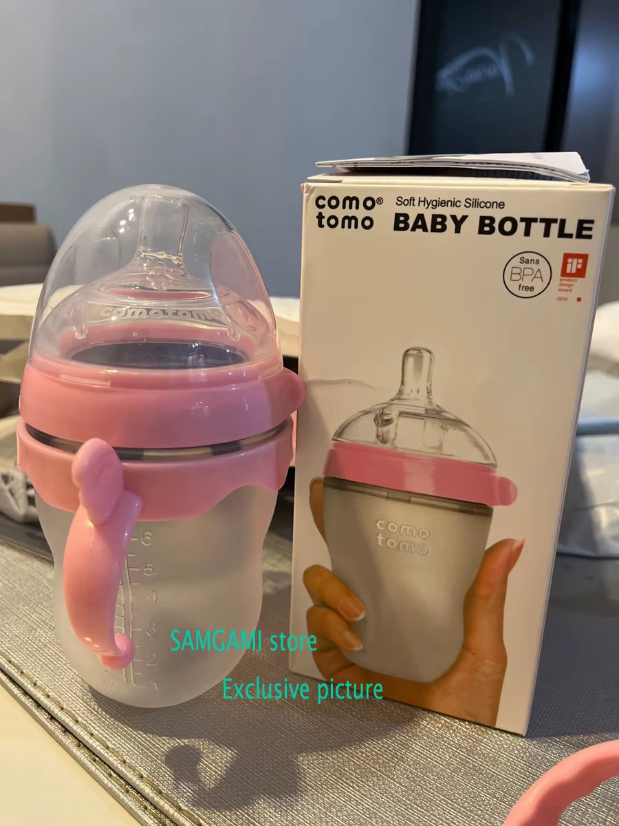 Silicone Baby Bottles 2-Pack – 5oz & 8oz BPA-Free, Green/Pink