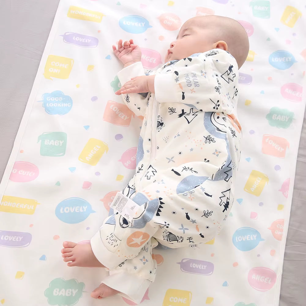 Baby Sleeping Bag for Newborns Baby Diaper Changing Gauze Sleep Bag Removable Sleeves Cartoon Printed Children'S Sleepsacks