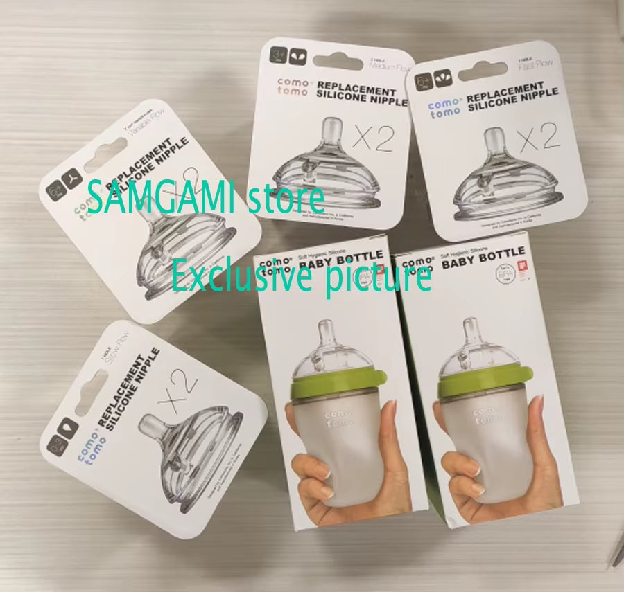 Silicone Baby Bottles 2-Pack – 5oz & 8oz BPA-Free, Green/Pink
