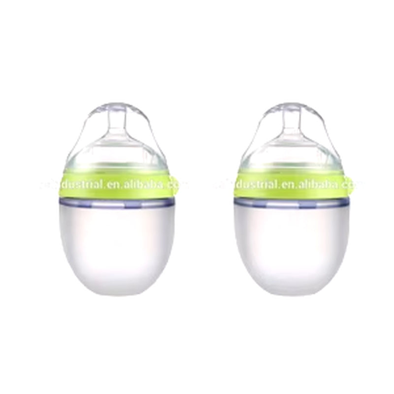 Silicone Baby Bottles 2-Pack – 5oz & 8oz BPA-Free, Green/Pink