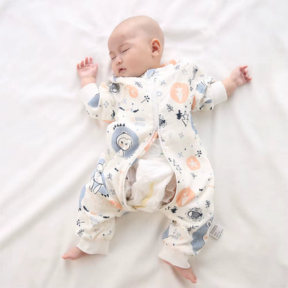 Baby Sleeping Bag for Newborns Baby Diaper Changing Gauze Sleep Bag Removable Sleeves Cartoon Printed Children'S Sleepsacks