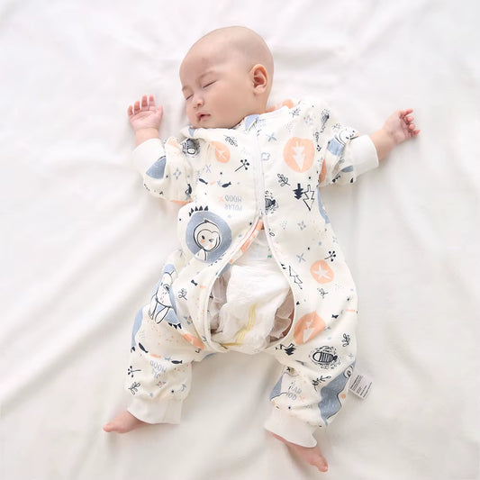Baby Sleeping Bag for Newborns Baby Diaper Changing Gauze Sleep Bag Removable Sleeves Cartoon Printed Children'S Sleepsacks