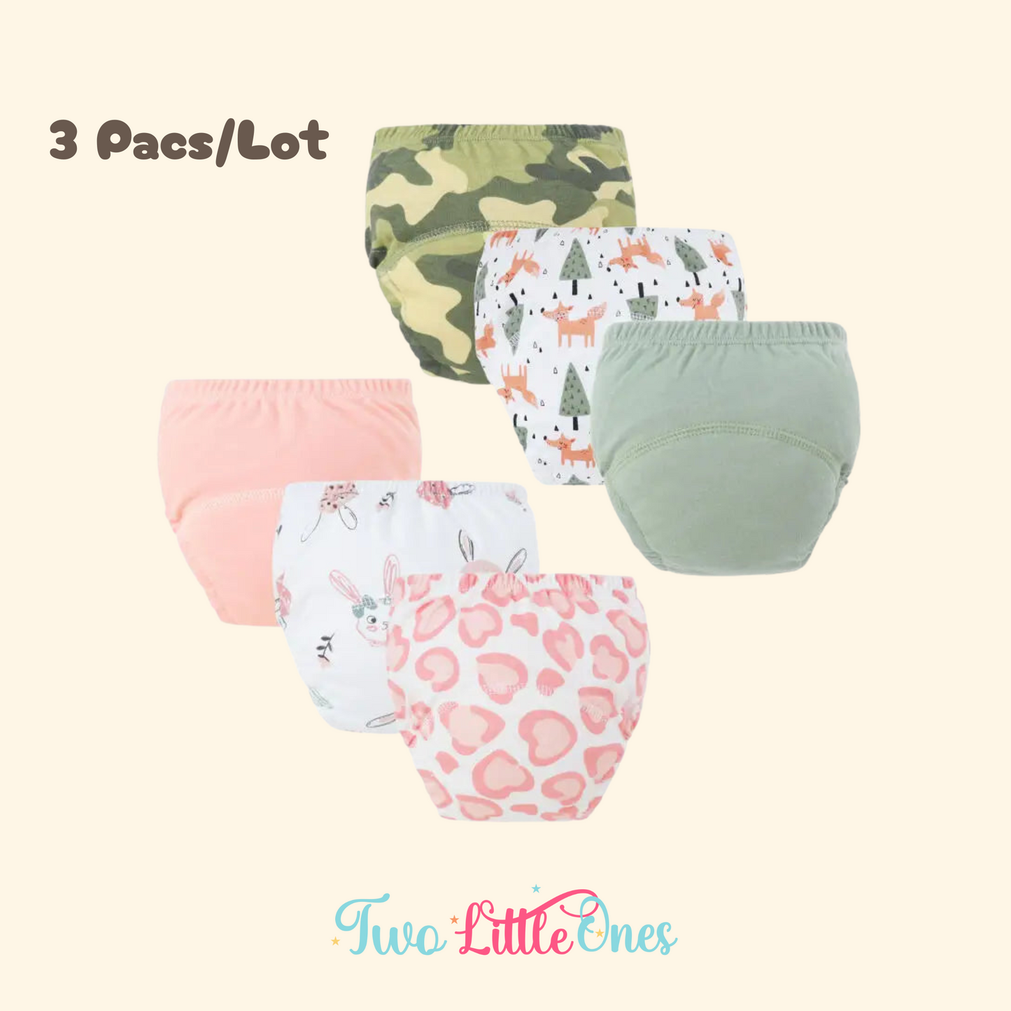 3-Pack Cartoon Baby Diaper Pants – Cotton Reusable Training Nappies