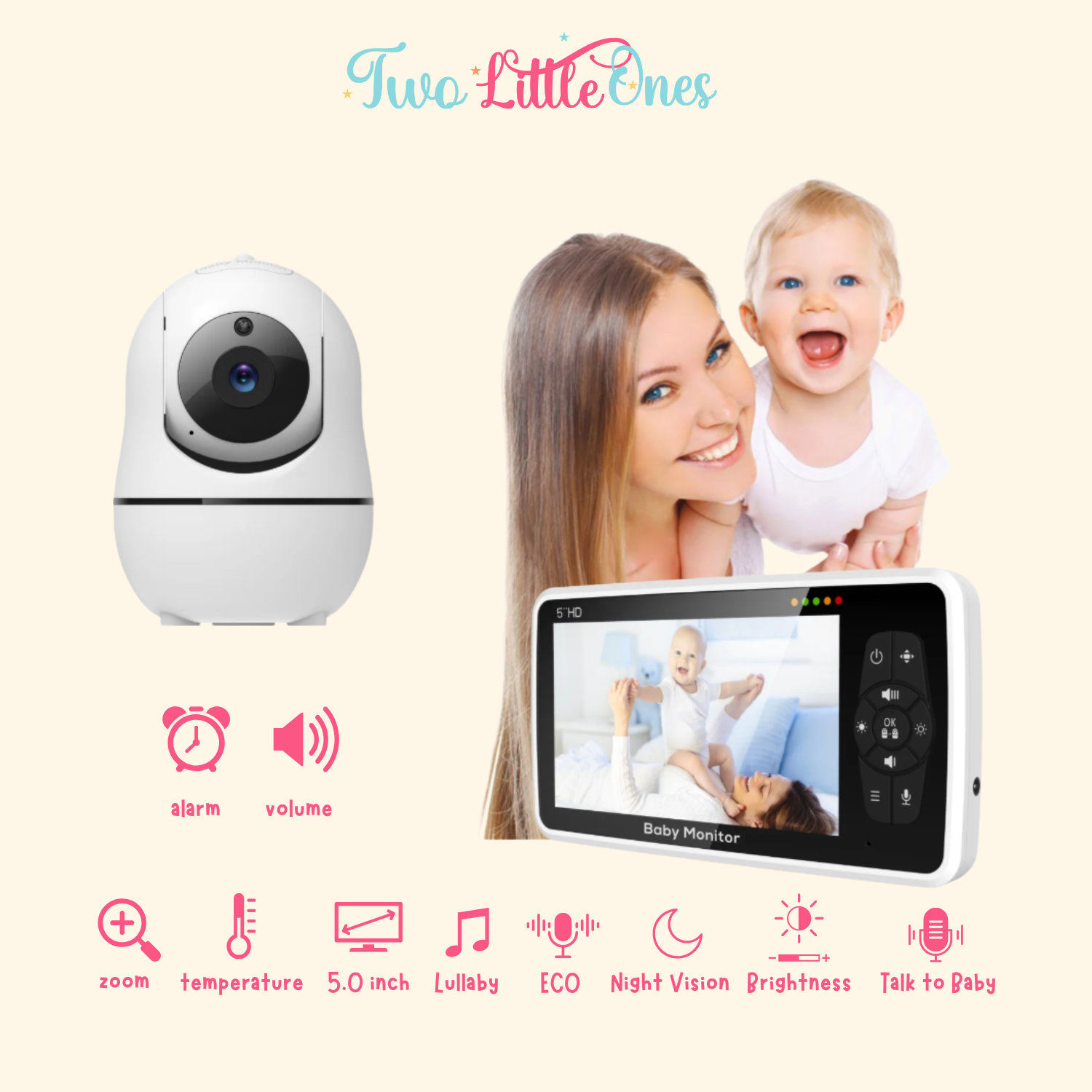 GuardianView 5" HD Baby Monitor – Zoom, Audio & Temperature