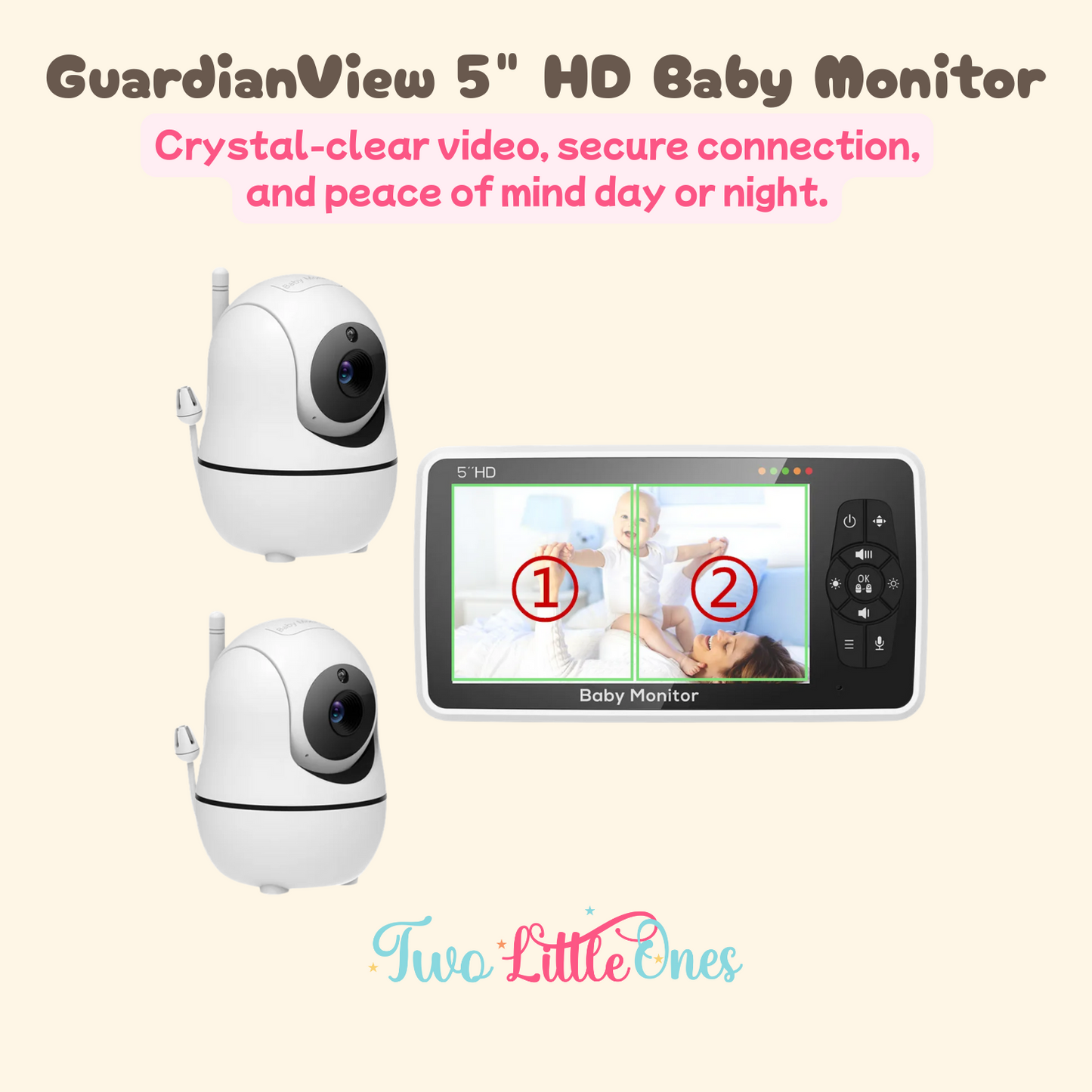 GuardianView 5" HD Baby Monitor – Zoom, Audio & Temperature