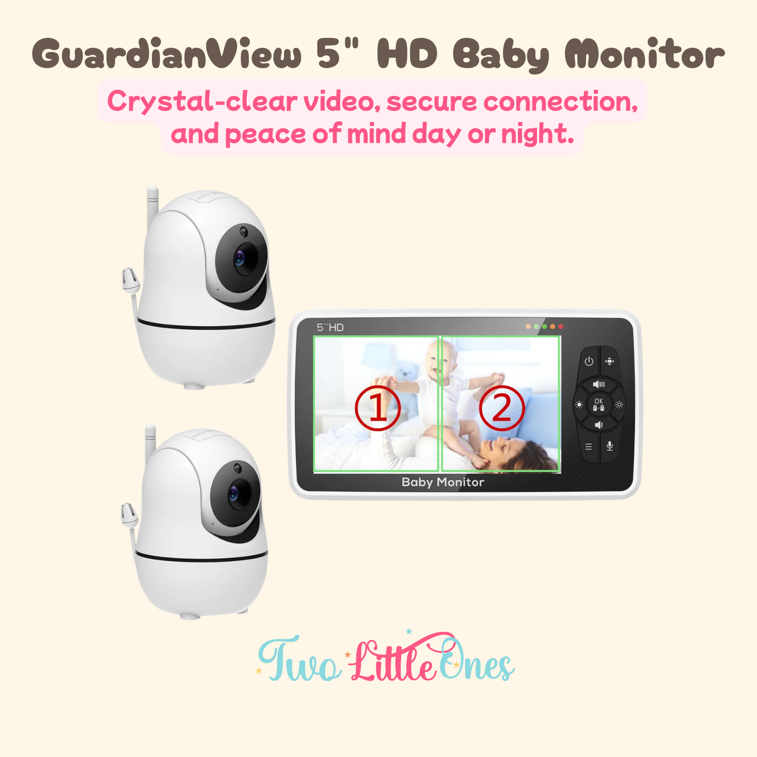 GuardianView 5" HD Baby Monitor – Zoom, Audio & Temperature