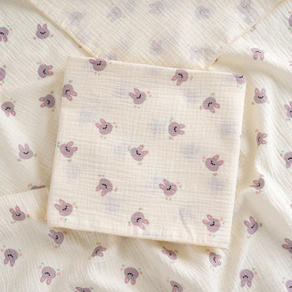 Cotton Muslin Cute Cartoon Printing Baby Swaddle Blanket Soft Breathable Newborn Baby Receiving Blanket for Infant Boys Girls