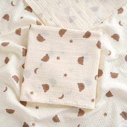 Cotton Muslin Cute Cartoon Printing Baby Swaddle Blanket Soft Breathable Newborn Baby Receiving Blanket for Infant Boys Girls