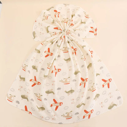 Cotton Muslin Cute Cartoon Printing Baby Swaddle Blanket Soft Breathable Newborn Baby Receiving Blanket for Infant Boys Girls
