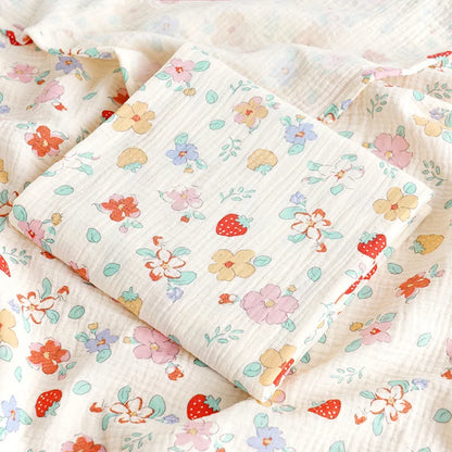 Cotton Muslin Cute Cartoon Printing Baby Swaddle Blanket Soft Breathable Newborn Baby Receiving Blanket for Infant Boys Girls