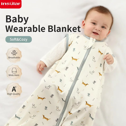 Baby Sleeping Bag Newborn Baby Anti-Shock Sleeping Bag Pajamas Baby Pajamas Light Zipper Crawling Suit Anti-Kick Cartoon Animal