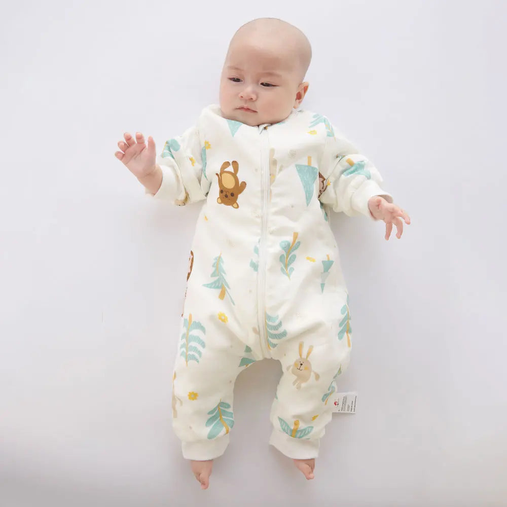 Baby Sleeping Bag for Newborns Baby Diaper Changing Gauze Sleep Bag Removable Sleeves Cartoon Printed Children'S Sleepsacks
