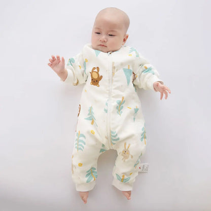 Baby Sleeping Bag for Newborns Baby Diaper Changing Gauze Sleep Bag Removable Sleeves Cartoon Printed Children'S Sleepsacks